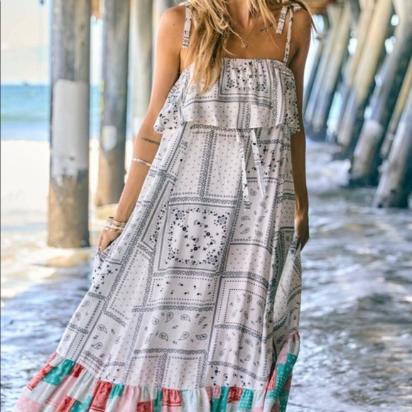 Border Print Ruffle Dress - Picture 7 of 7